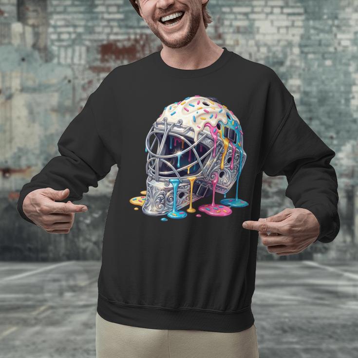 Baseball Catcher Mask Ice Cream Dripping Baseball Boys Unisex Sweatshirt