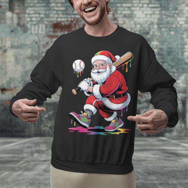Baseball Christmas Santa Claus Batter Baseball Drip Unisex Sweatshirt