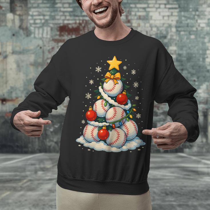 Baseball Christmas Tree Lights Santa Sport Player Lover Xmas Unisex Sweatshirt