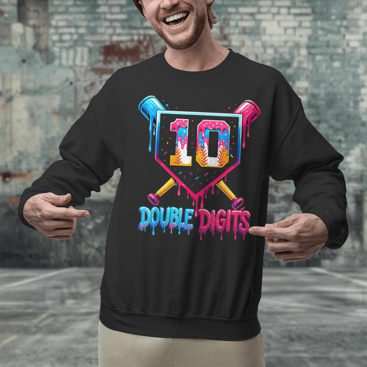 Baseball Drip 10th Birthday Boy Double Digits Ice Cream Drip Unisex Sweatshirt