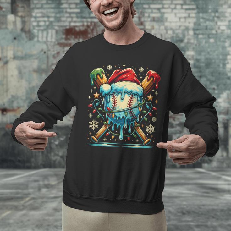 Baseball Drip Boys Youth Santa Christmas Baseball Unisex Sweatshirt