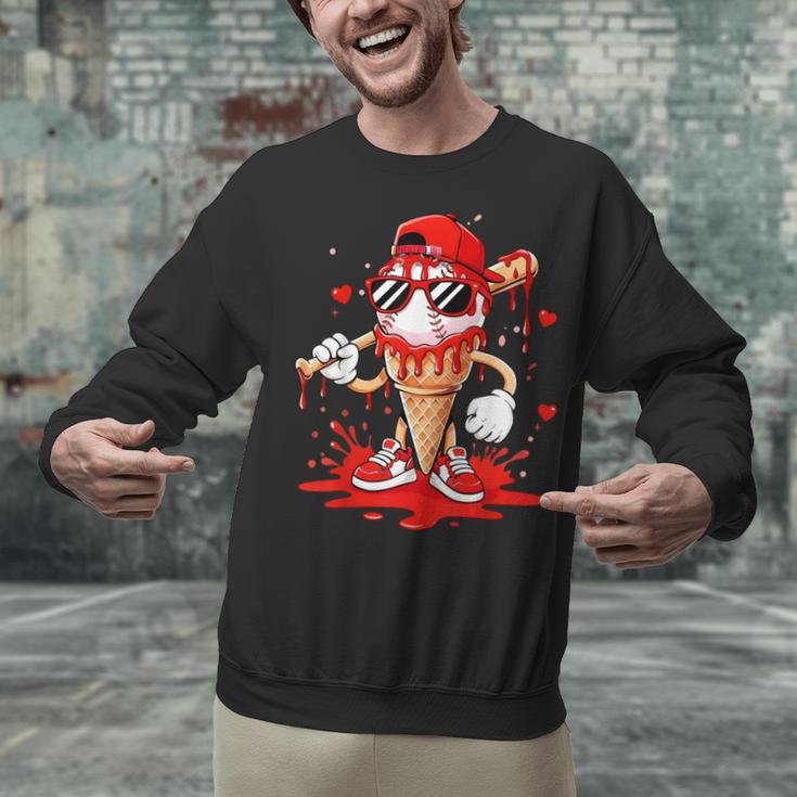 Baseball Drip Ice Cream Apparel Youth Boys Valentines Unisex Sweatshirt