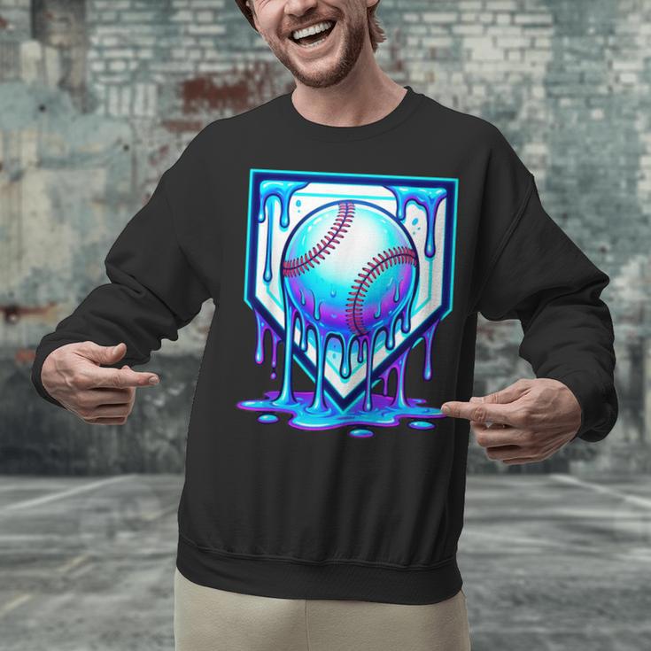 Baseball Drip Ice Cream Blue Glow Melt Ball Graphic Unisex Sweatshirt Baseball Drip Ice Cream Blue Glow Melt Ball Graphic Unisex Sweatshirt
