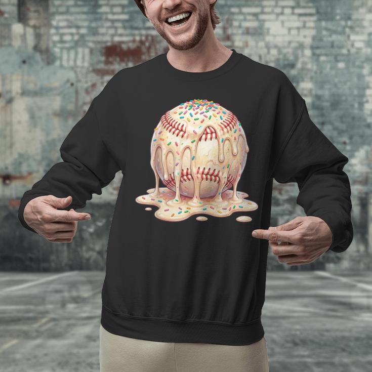 Baseball Drip Ice Cream Melting Illustration Unisex Sweatshirt Baseball Drip Ice Cream Melting Illustration Unisex Sweatshirt