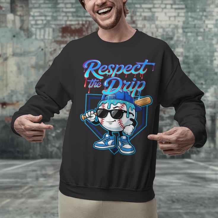 Baseball Drip Ice Cream Respect The Drip Home Plate Boy Kids Unisex Sweatshirt