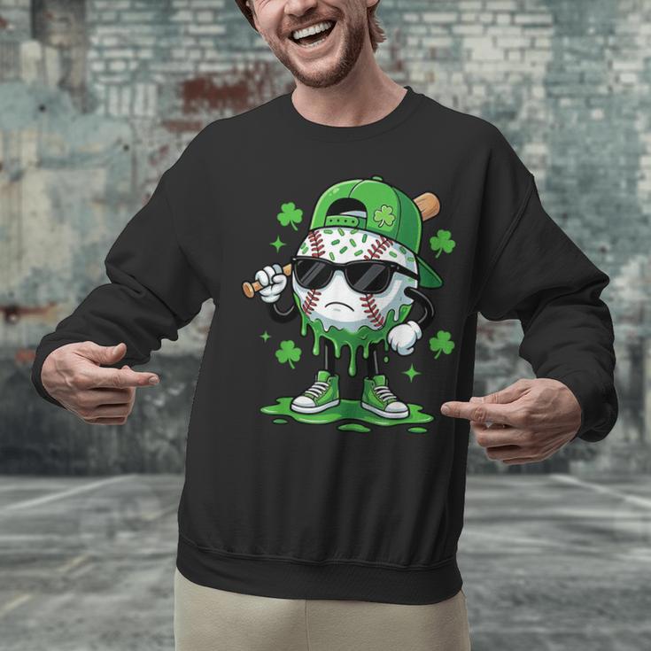 Baseball Drip Ice Cream Shamrock Kids Boy St Patrick’s Day Unisex Sweatshirt