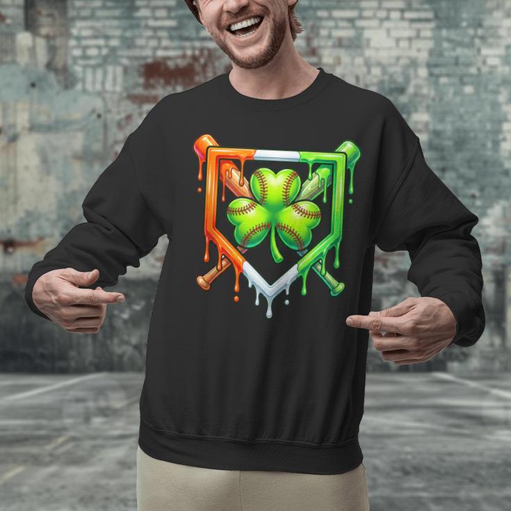 Baseball Drip Ice Cream St Patricks Day Shamrock Lucky Unisex Sweatshirt