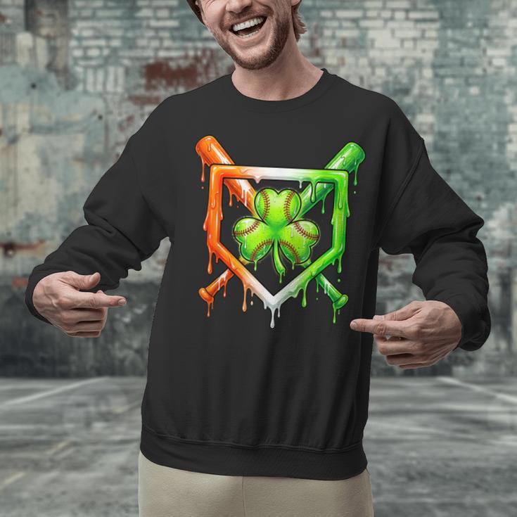 Baseball Drip Ice Cream St Patricks Day Shamrock Unisex Sweatshirt