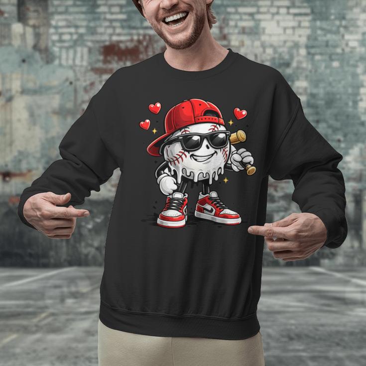 Baseball Drip Ice Cream Valentine’s Day Boys Kids Unisex Sweatshirt