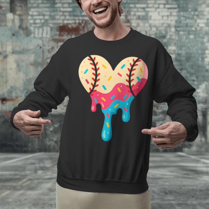 Baseball Drip Melting Ice Cream Baseball Heart Boys Girls Unisex Sweatshirt