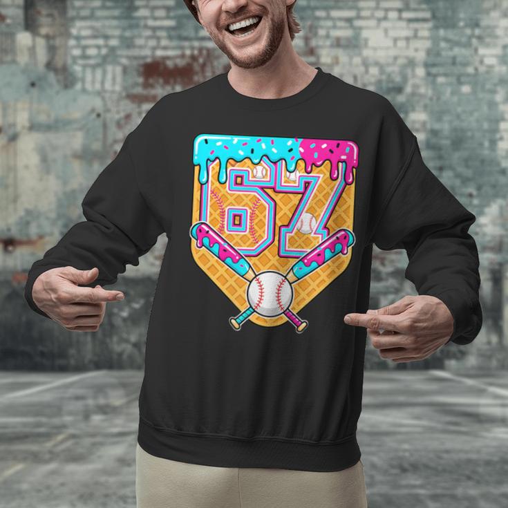 Baseball Drip Number 67 Ice Cream Home Plate Drip Unisex Sweatshirt
