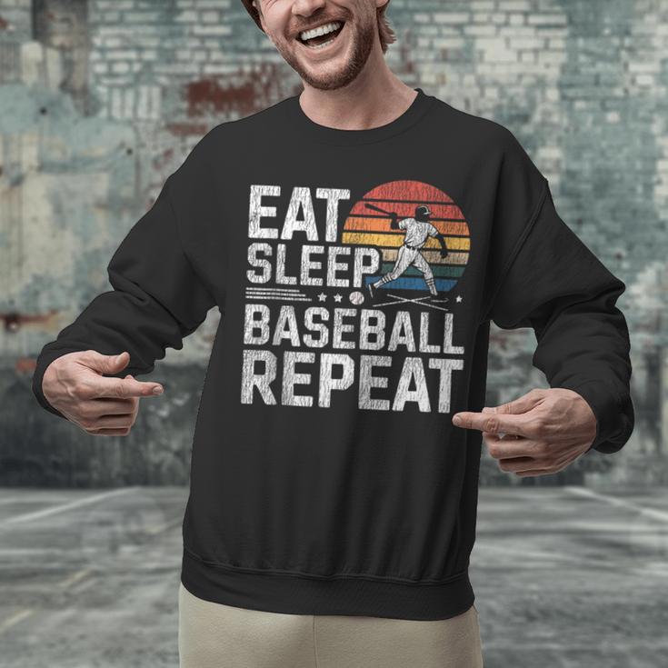 Baseball Fan Vintage Retro Eat Sleep Baseball Repeat Unisex Sweatshirt Baseball Fan Vintage Retro Eat Sleep Baseball Repeat Unisex Sweatshirt