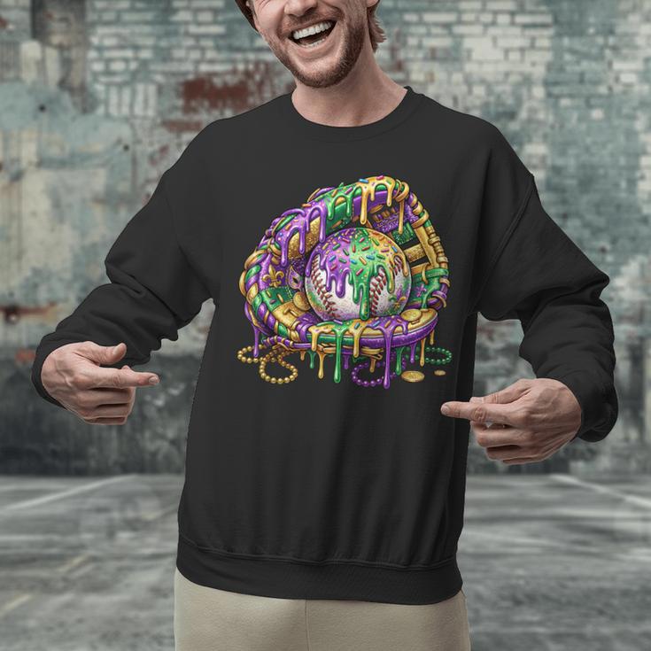 Baseball Glove Ice Cream Mardi Gras Dripping Boys Youth Kids Unisex Sweatshirt