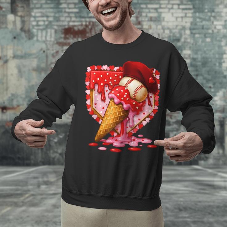 Baseball Heart Valentine Baseball Ice Cream Drip Boys Girls Unisex Sweatshirt Baseball Heart Valentine Baseball Ice Cream Drip Boys Girls Unisex Sweatshirt