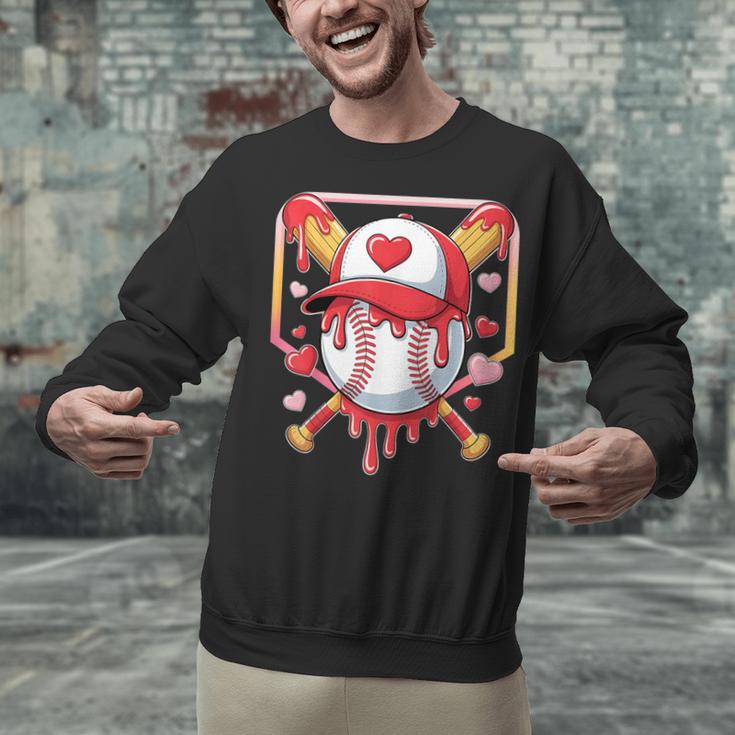 Baseball Heart Valentines Day Baseball Ice Cream Drip Boys Unisex Sweatshirt Baseball Heart Valentines Day Baseball Ice Cream Drip Boys Unisex Sweatshirt