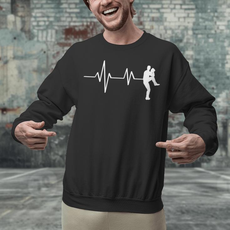 Baseball Heartbeat Pitcher Position Simple Line Art Unisex Sweatshirt Baseball Heartbeat Pitcher Position Simple Line Art Unisex Sweatshirt