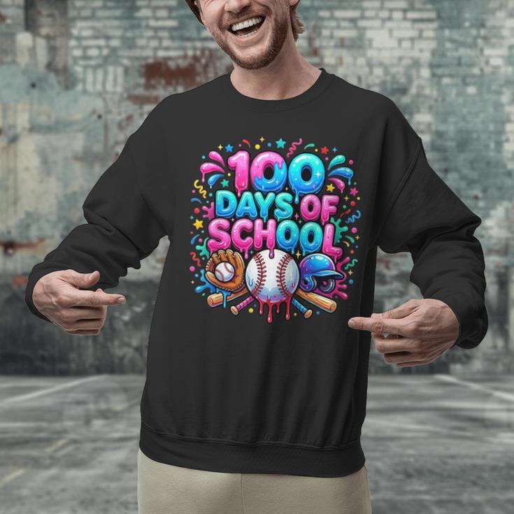 Baseball Ice Cream Drip 100 Days Of School Student Teacher Unisex Sweatshirt