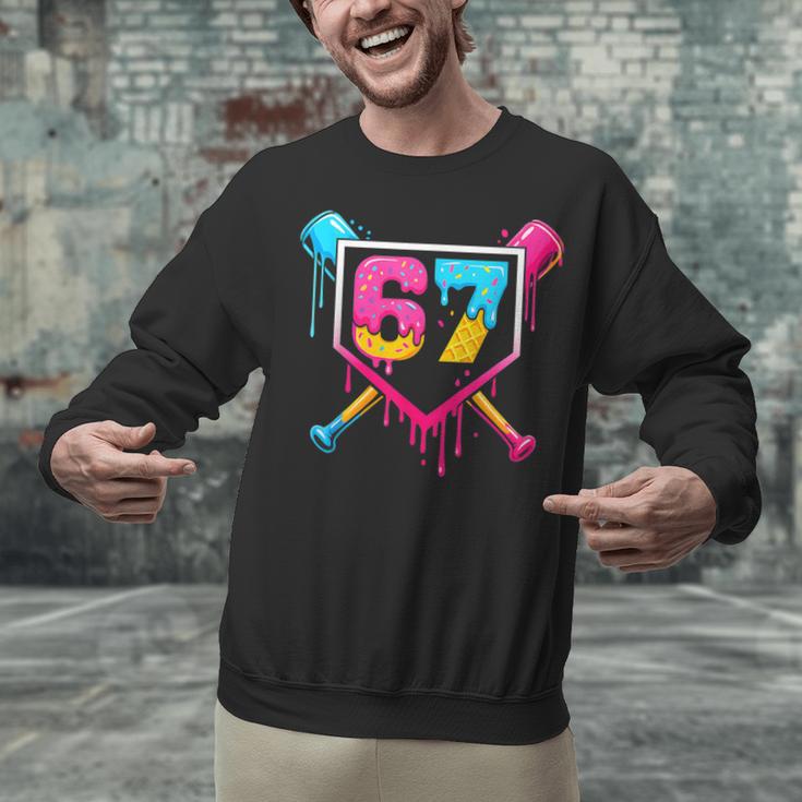 Baseball Ice Cream Drip 67 Meme Six Seven 67th Birthday Unisex Sweatshirt Baseball Ice Cream Drip 67 Meme Six Seven 67th Birthday Unisex Sweatshirt