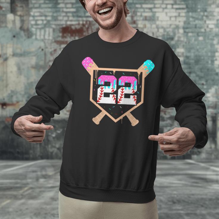 Baseball Ice Cream Drip Number 22 Player 22nd Birthday Unisex Sweatshirt Baseball Ice Cream Drip Number 22 Player 22nd Birthday Unisex Sweatshirt