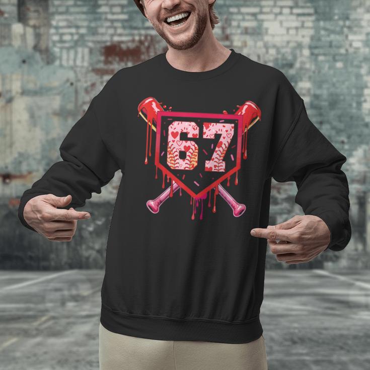 Baseball Ice Cream Drip Number 67 Meme Valentine Couple Love Unisex Sweatshirt