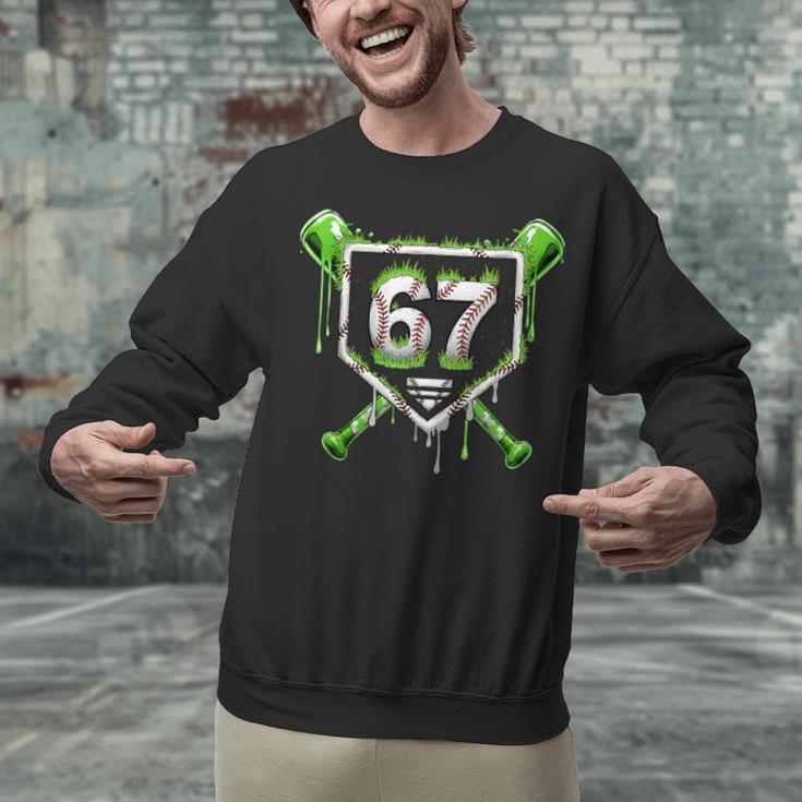 Baseball Ice Cream Drip Number 67 Player 67th Birthday Kids Unisex Sweatshirt