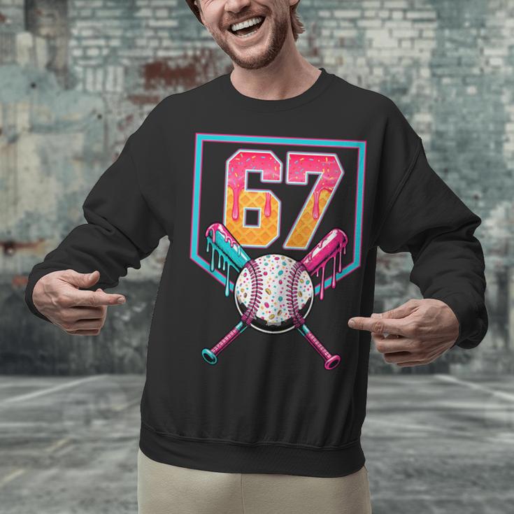 Baseball Ice Cream Drip Number 67 Player 67th Birthday Men Unisex Sweatshirt