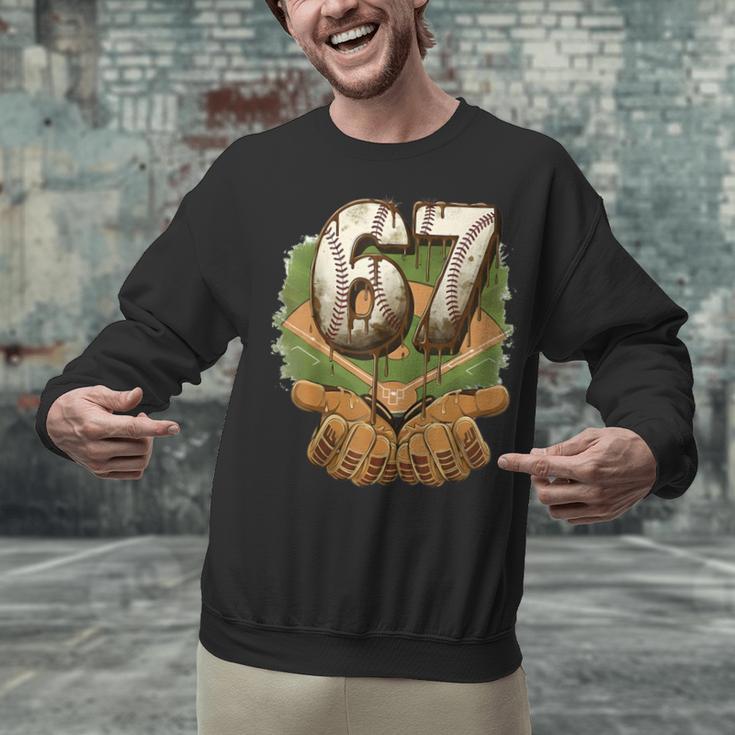 Baseball Ice Cream Drip Number 67 Playground Player 67th Unisex Sweatshirt