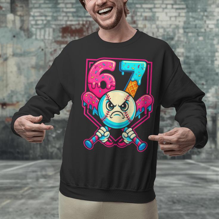Baseball Ice Cream Drip Number 67 Six Seven Meme 67 Unisex Sweatshirt