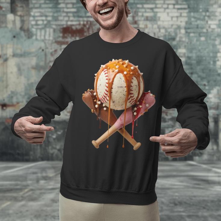 Baseball Ice Cream Drip Style Melting Ice Cream Youth Teen Unisex Sweatshirt