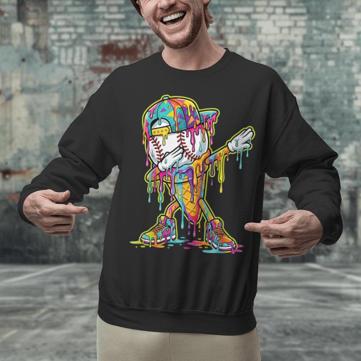 Baseball Ice Cream Dripping Dabbing Baseball Drip Unisex Sweatshirt