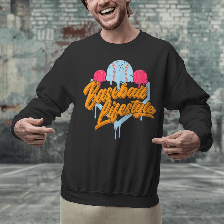Baseball Lifestyle Home Plate Ice Cream Drip Men Boys Kids Unisex Sweatshirt Baseball Lifestyle Home Plate Ice Cream Drip Men Boys Kids Unisex Sweatshirt