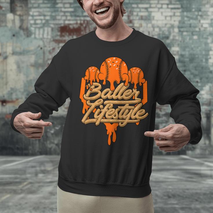 Baseball Lifestyle Home Plate Orange Ice Cream Drip Men Boys Unisex Sweatshirt Baseball Lifestyle Home Plate Orange Ice Cream Drip Men Boys Unisex Sweatshirt