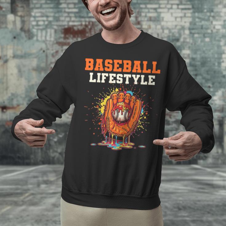 Baseball Lifestyle Ice Cream Drip Baseball Glove Crossed Bat Unisex Sweatshirt Baseball Lifestyle Ice Cream Drip Baseball Glove Crossed Bat Unisex Sweatshirt