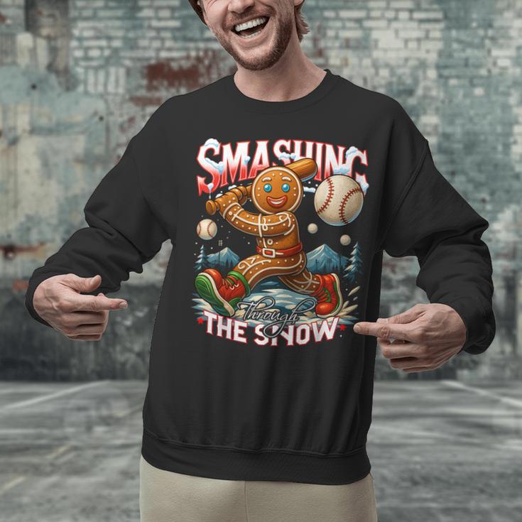 Baseball Player Christmas Gingerbread Smashing Through Snow Unisex Sweatshirt Baseball Player Christmas Gingerbread Smashing Through Snow Unisex Sweatshirt