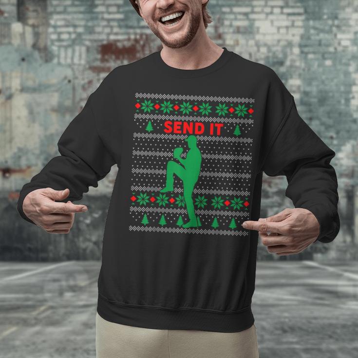 Baseball Player Christmas Pajama Send It Xmas PJs Boys Unisex Sweatshirt