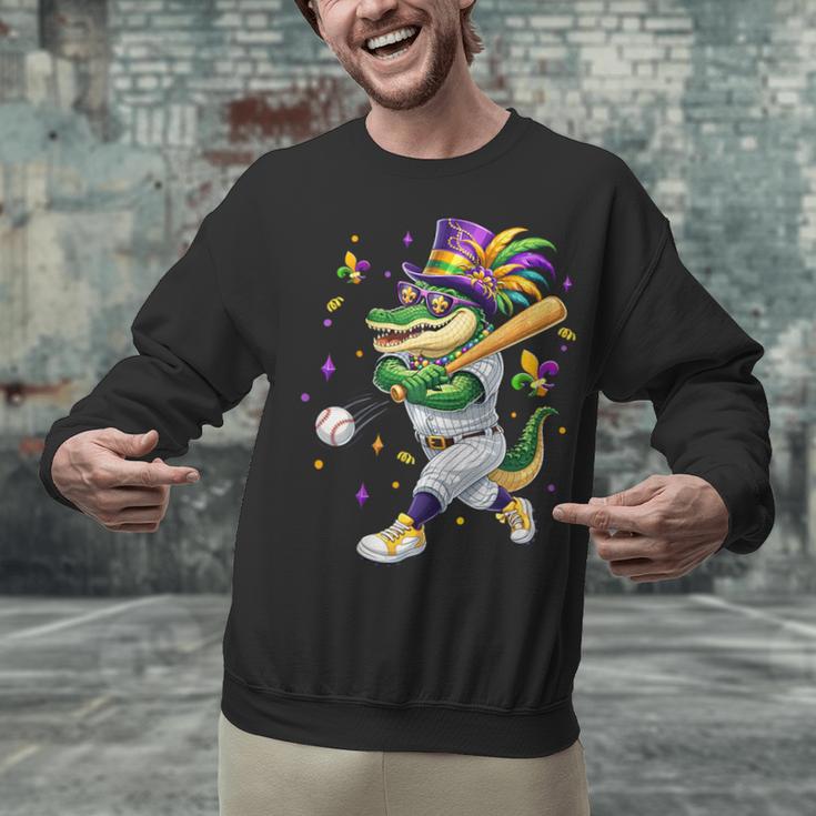 Baseball Player Mardi Gras Alligator Carnival Costume Beads Unisex Sweatshirt Baseball Player Mardi Gras Alligator Carnival Costume Beads Unisex Sweatshirt