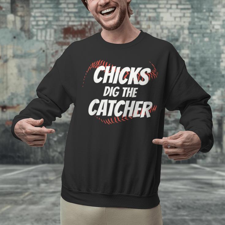 Baseball Seams Chicks Dig The Catcher Unisex Sweatshirt Baseball Seams Chicks Dig The Catcher Unisex Sweatshirt