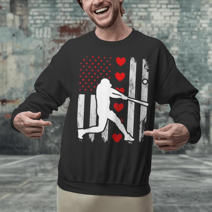 Baseball Silhouette Heart USA Flag Hearts American Boys Kids Unisex Sweatshirt