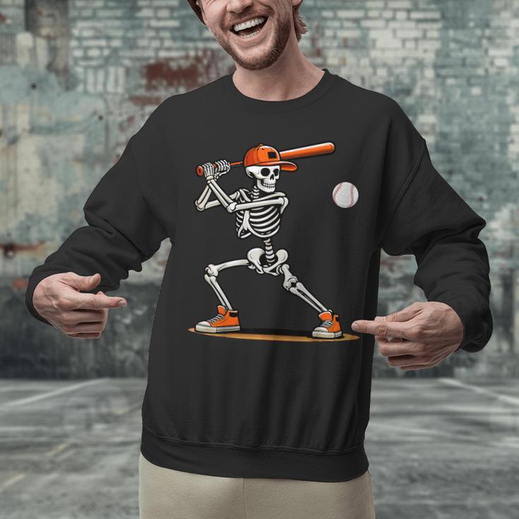 Baseball Skeleton Spooky Boys Halloween Baseball Player Unisex Sweatshirt