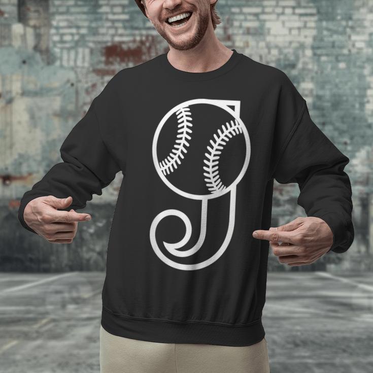 Baseball Sport Player Monogram Cool Initial Letter J Unisex Sweatshirt Baseball Sport Player Monogram Cool Initial Letter J Unisex Sweatshirt