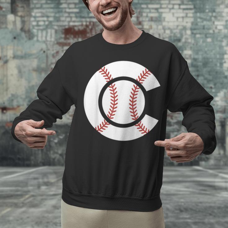 Baseball Sport Player Graphic Monogram Initial Letter C Unisex Sweatshirt