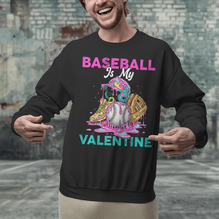 Baseball Is My Valentine Ice Cream Drip Crossed Bats Sport Unisex Sweatshirt