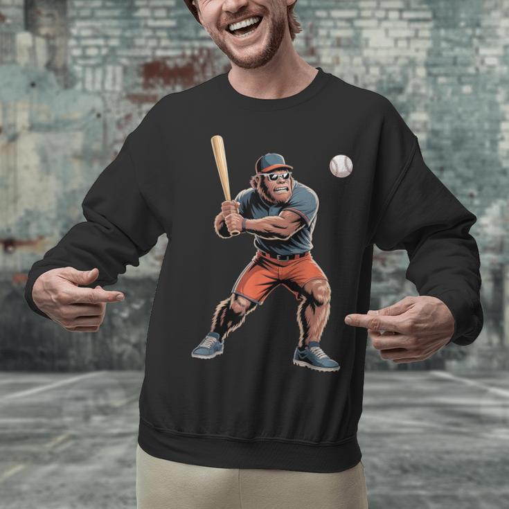 Bigfoot Playing Baseball Boys Kids Men Baseball Player Unisex Sweatshirt Bigfoot Playing Baseball Boys Kids Men Baseball Player Unisex Sweatshirt