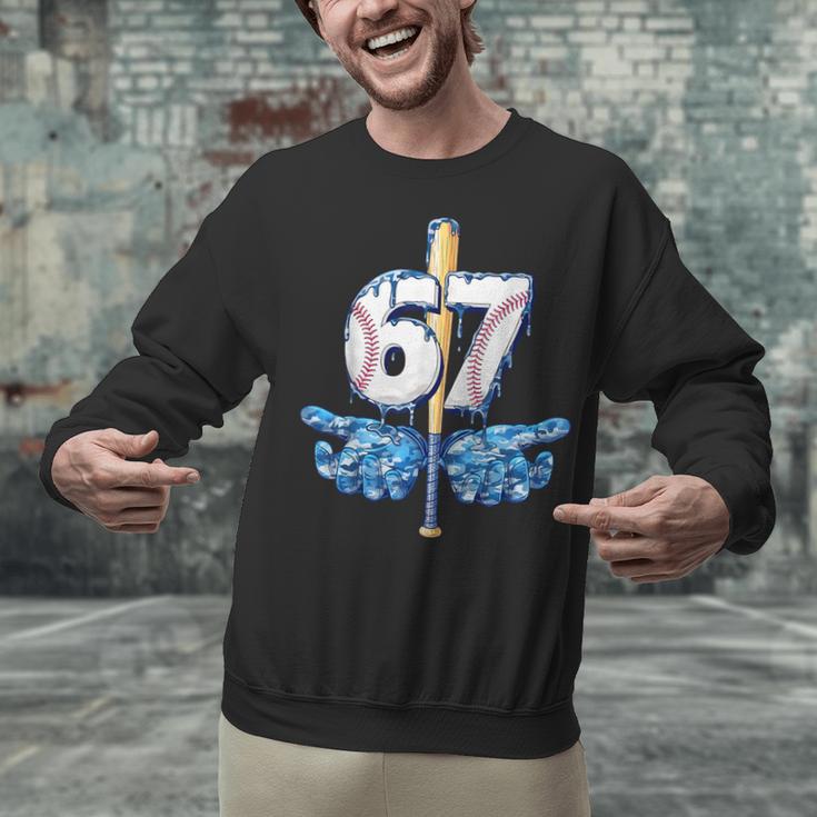 Blue Camo Baseball 67 Six Seven Camo Ice Cream Drip Boy Teen Unisex Sweatshirt