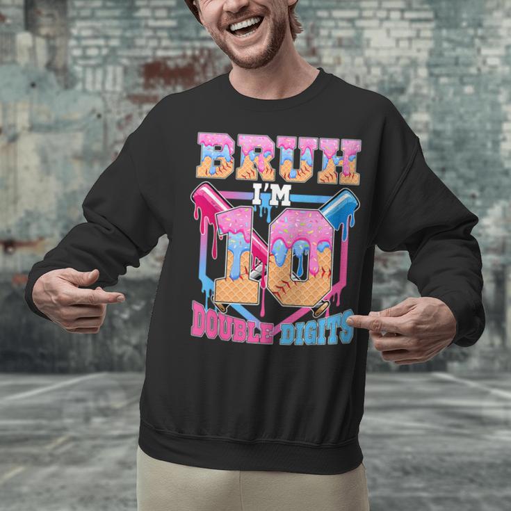 Boys 10 Double Digits 10th Birthday Ice Cream Baseball Drip Unisex Sweatshirt Boys 10 Double Digits 10th Birthday Ice Cream Baseball Drip Unisex Sweatshirt