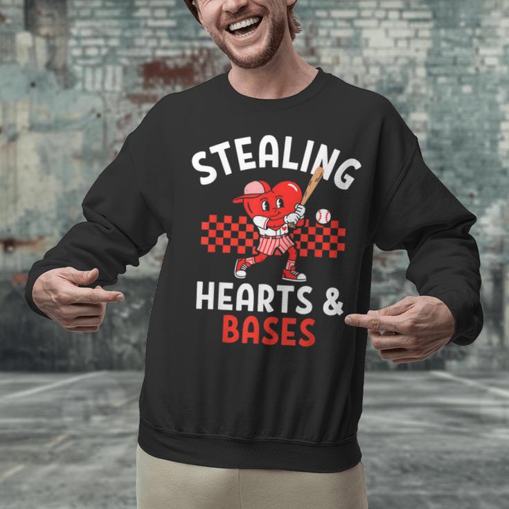 Boys Baseball Valentines Day Stealing Hearts Valentine Kids Unisex Sweatshirt