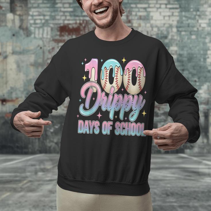 Boys Kids 100 Drippy Days Of School Baseball Drip Ice Cream Unisex Sweatshirt Boys Kids 100 Drippy Days Of School Baseball Drip Ice Cream Unisex Sweatshirt