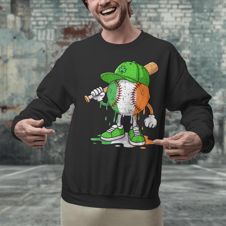Boys St Patricks Day Irish Flag Kids Baseball Ice Cream Drip Unisex Sweatshirt