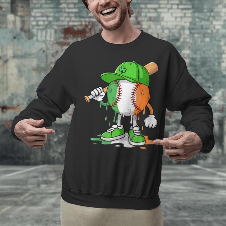 Boys St Patricks Day Kids Baseball Player Ice Cream Drip Unisex Sweatshirt