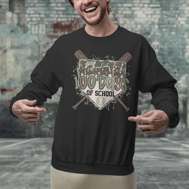 Camo 100 Days Of School Baseball Home Plate Drip Boy Kids Unisex Sweatshirt